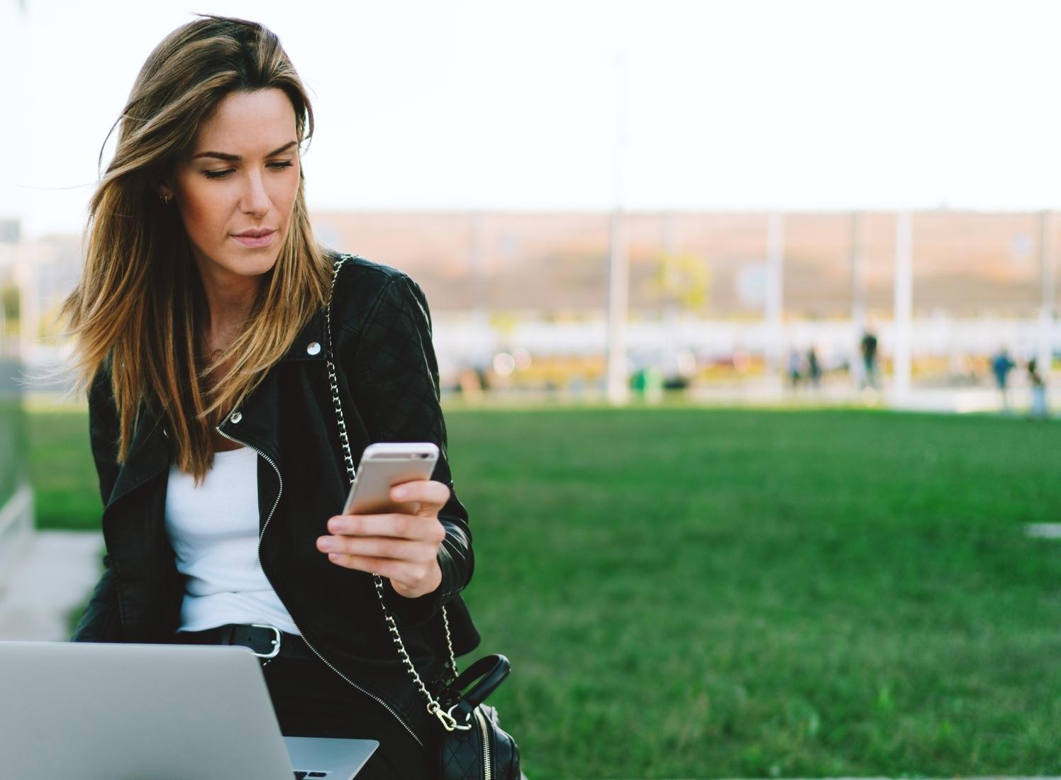 woman using cell phone